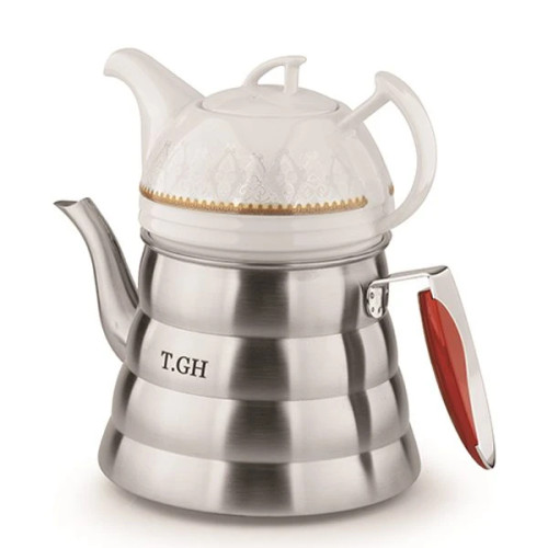 کتری قوری لوله دار قیطاسی 2.5 لیتری مدل 30600 کف چدن