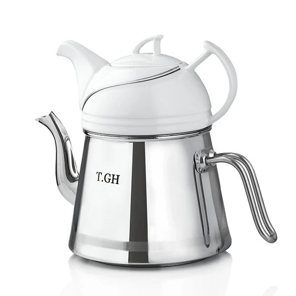 کتری قوری لوله دار قیطاسی 2.5 لیتری مدل 30850 براق کف چدن