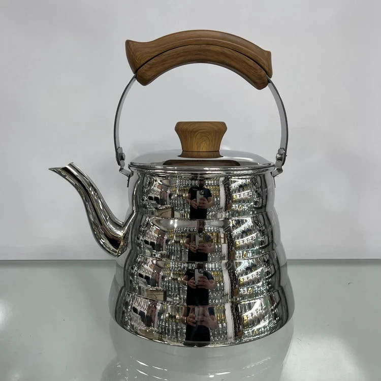 کتری لوله دار قیطاسی 3.5 لیتر مدل 40605 دسته چوب کف چدن براق