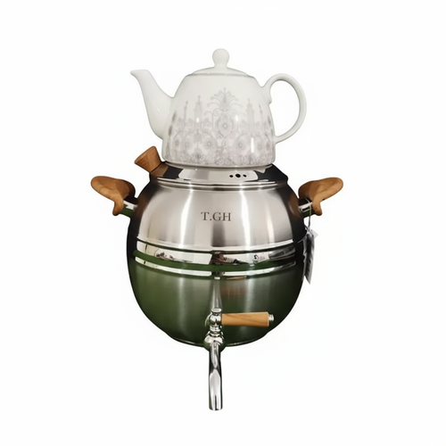 کتری قوری قیطاسی 7 لیتری مدل 7090 کف چدن دسته چوب