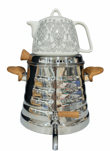 کتری قوری قیطاسی 5 لیتری مدل 7725 براق کف چدن دسته چوب