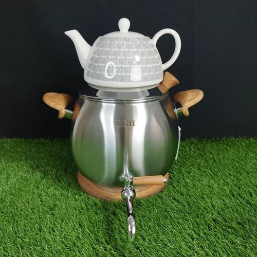 کتری قوری قیطاسی 6 لیتری مدل 9025 مات کف چدن دسته چوب