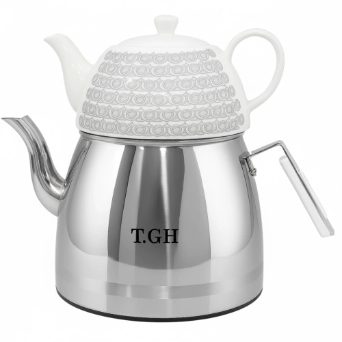 کتری قوری قیطاسی 2.5 لیتری مدل 30400 براق کف چدن